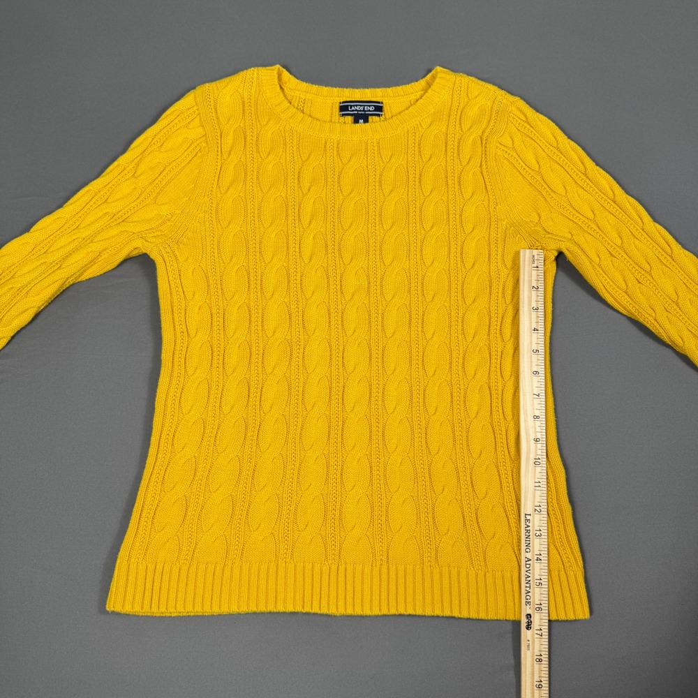 Lands' End Sweater Yellow Women's Medium 100% Cotton Excellent - Picture 5 of 9